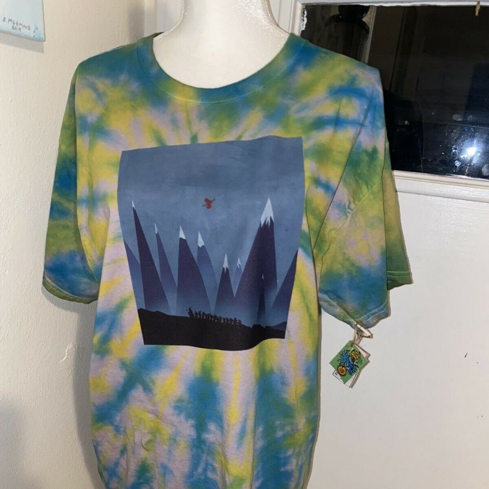 LOTR OOAK Hobbit Lord Of The Rings There And Back Again Tie Dye Large L t-shirt